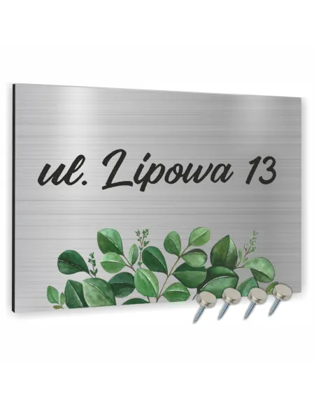 TABLICZKA ADRESOWA  ALUMINIOWA SREBRNA różne nadruki 20x15 cm dibond