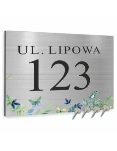 Tabliczka ADRESOWA Aluminiowa SREBRNA delikatna Numer domu dibond 20x15cm