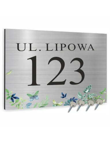 Tabliczka ADRESOWA Aluminiowa SREBRNA delikatna Numer domu dibond 20x15cm