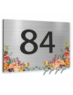 Cyfry na dom NUMER DOMU SREBRNE z kwiatam aluminium 3D 15x20cm dibond