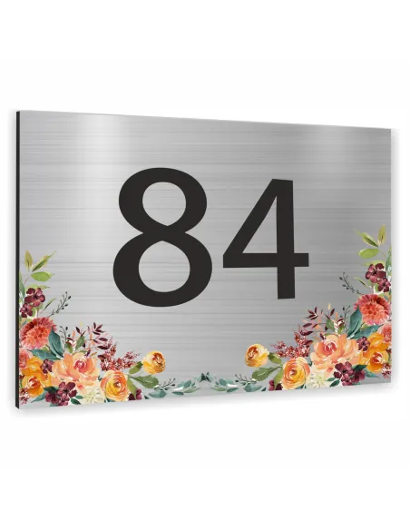 Cyfry na dom NUMER DOMU SREBRNE z kwiatam aluminium 3D 15x20cm dibond