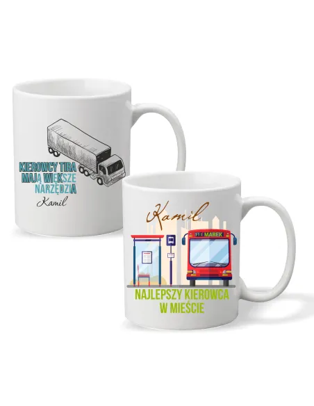 FOTO KUBEK z nadrukiem PREZENT dla KIEROWCY Tira Autobusu
