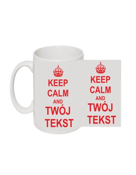 Kubek z nadrukiem keep calm and twój tekst
