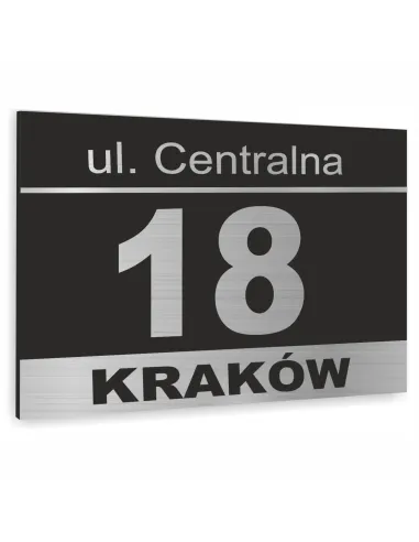 Numer domu Oznakowanie domu tablica adresowa z czarnymi elementami 20x15 cm dibond