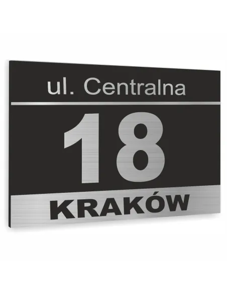 Numer domu Oznakowanie domu tablica adresowa z czarnymi elementami 20x15 cm dibond