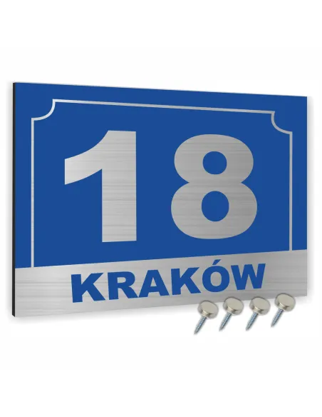 Tabliczka Tablica ADRESOWA ALUMINIOWA niebieski nadruk dibond 20x15 cm