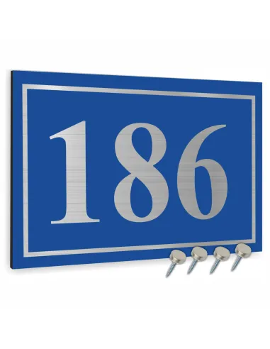 Tabliczka Tablica ADRESOWA ALUMINIOWA niebieskie elementy dibond 20x15 cm