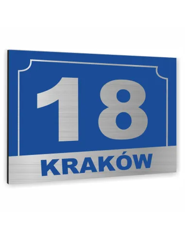 Tabliczka Tablica ADRESOWA ALUMINIOWA niebieski nadruk dibond 20x15 cm
