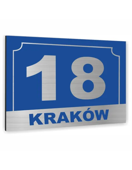 Tabliczka Tablica ADRESOWA ALUMINIOWA niebieski nadruk dibond 20x15 cm