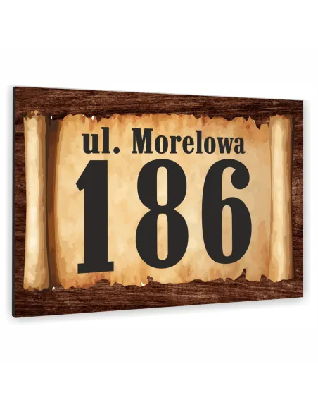 Tabliczka  ADRESOWA ALUMINIOWA oznaczenie domu motyw pergaminu dibond 20x15 cm