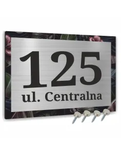 TABLICA ADRESOWA NAZWA ULICY ALUMINIUM ciemne kwiaty  20x15cm dibond