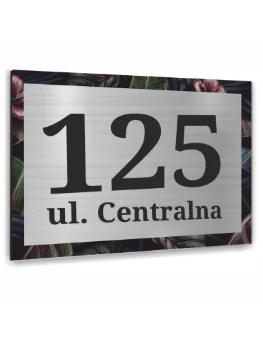 TABLICA ADRESOWA NAZWA ULICY ALUMINIUM ciemne kwiaty  20x15cm dibond