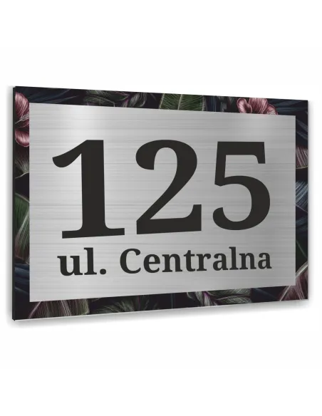 TABLICA ADRESOWA NAZWA ULICY ALUMINIUM ciemne kwiaty  20x15cm dibond