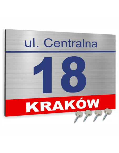 Tabliczka adresowa numer domu NAZWA ULICY 30x20 dibond