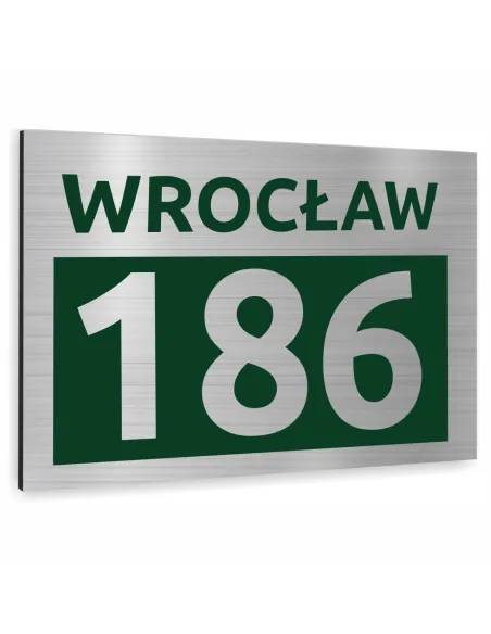 Tabliczka adresowa srebrna z kolorowym nadrukiem Dibond  30x20 cm