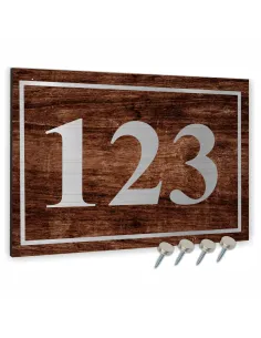 TABLICA Z NUMEREM DOMU adresowa z motywem drewna 30x20cm dibond