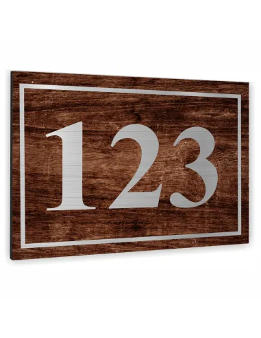 TABLICA Z NUMEREM DOMU adresowa z motywem drewna 30x20cm dibond