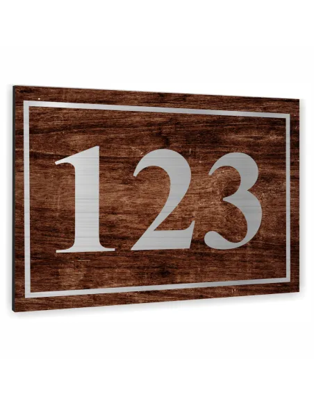 TABLICA Z NUMEREM DOMU adresowa z motywem drewna 30x20cm dibond