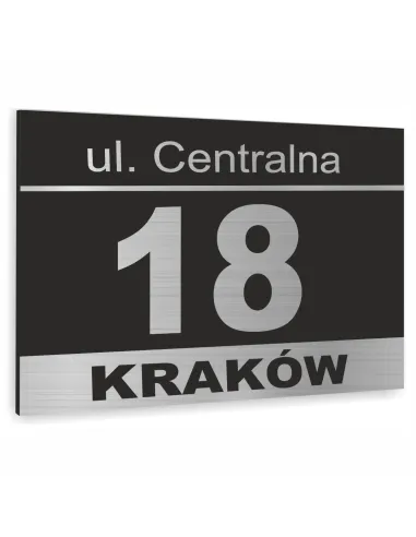 Numer domu Oznakowanie domu tablica adresowa z czarnymi elementami 30x20 cm dibond
