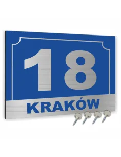 Tabliczka Tablica ADRESOWA ALUMINIOWA niebieski nadruk dibond 30x20 cm