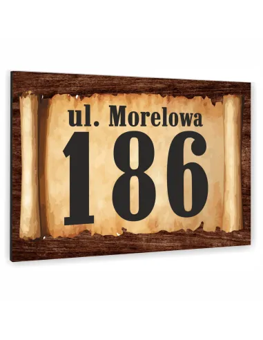 Tabliczka  ADRESOWA ALUMINIOWA oznaczenie domu motyw pergaminu dibond 30x20 cm