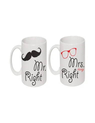Kubek z nadrukiem Mr. Right Mrs. always Right
