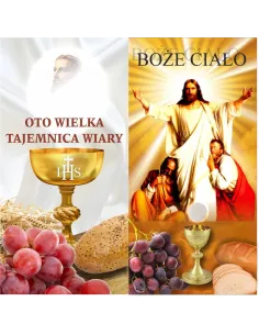 Baner na Boże Ciało - gotowa dekoracja ołtarza kościoła na Boże Ciało 130x260 cm