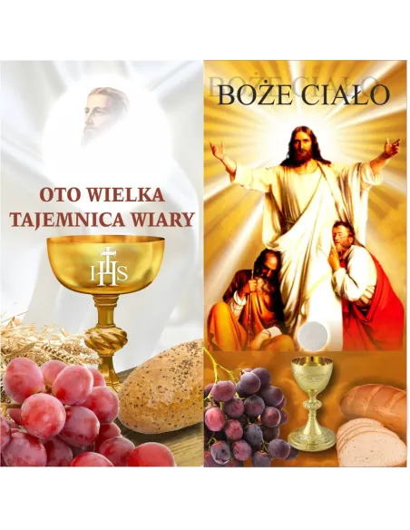 Baner na Boże Ciało - gotowa dekoracja ołtarza kościoła na Boże Ciało 130x260 cm