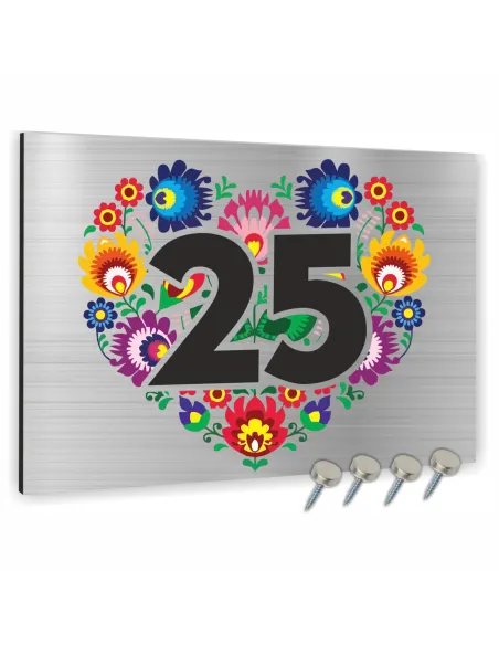 NUMER NA BUDYNEK Tabliczka ALUMINIUM  element ludowy w sercu 30x20cm dibond