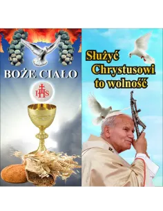 Baner na Boże Ciało - gotowa dekoracja ołtarza kościoła na Boże Ciało 200x100 cm