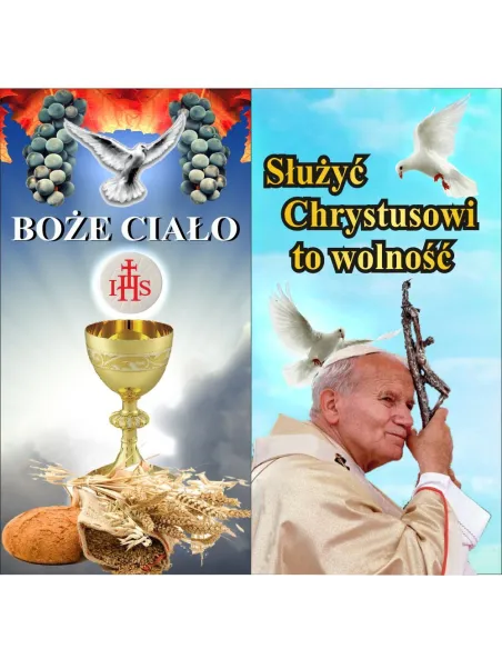 Baner na Boże Ciało - gotowa dekoracja ołtarza kościoła na Boże Ciało 200x100 cm