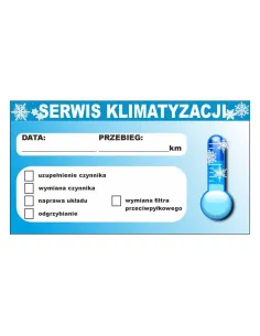 Naklejki serwisowe warsztatowe wymiana oleju klimatyzacja LPG