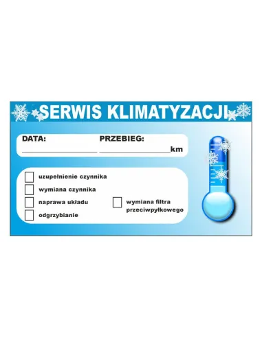 Naklejki serwisowe warsztatowe wymiana oleju klimatyzacja LPG