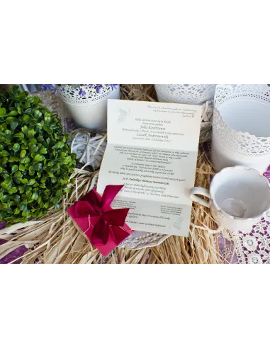 ZAPROSZENIA ślubne Perłowe Glamour z wstążką kokardą