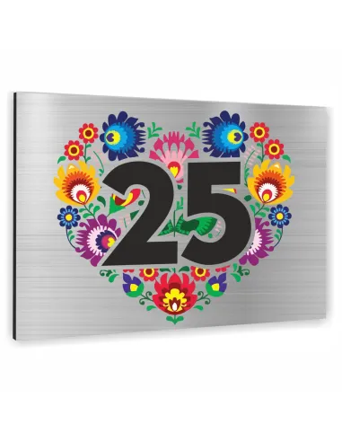 NUMER NA BUDYNEK Tabliczka ALUMINIUM  element ludowy w sercu 30x20cm dibond