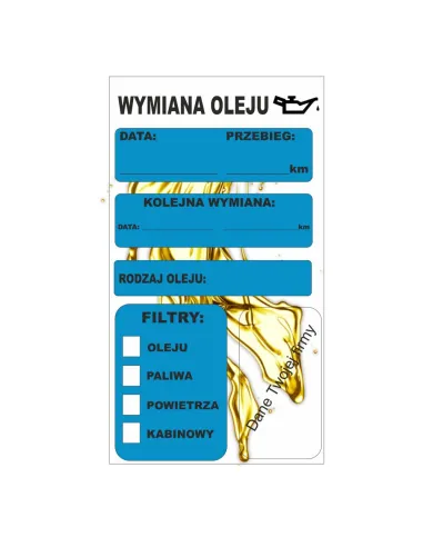 Naklejki serwisowe wymiana oleju rozrządu klimatyzacja 500 sztuk