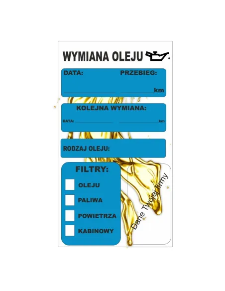 Naklejki serwisowe wymiana oleju rozrządu klimatyzacja 500 sztuk