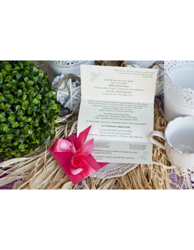 ZAPROSZENIA ślubne Perłowe Glamour z wstążką kokardą