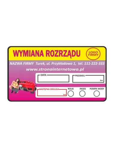 Wymiana oleju rozrządu naklejki serwisowe klimatyzacja 2 szt.