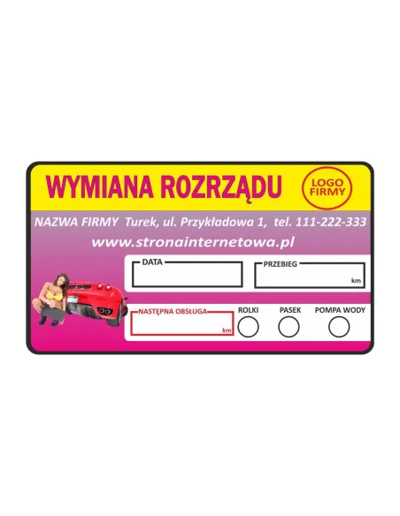 Wymiana oleju rozrządu naklejki serwisowe klimatyzacja 2 szt.