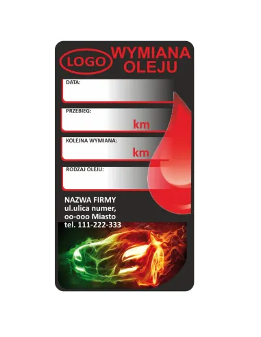 Naklejki serwisowe olej klimatyzacja wymiana LPG rozrząd