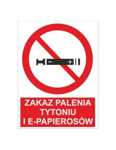 NAKLEJKA Zakaz palenia tytoniu i e-papierosów 15x10 cm