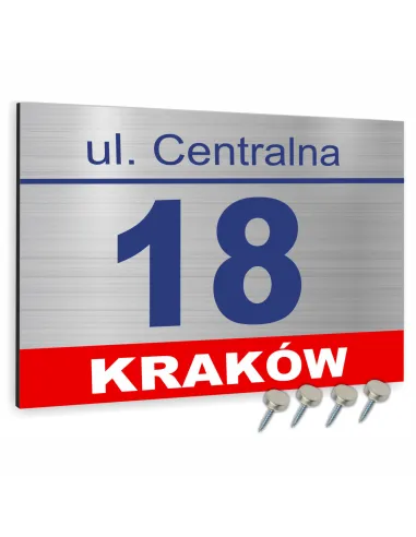 Tabliczka adresowa numer domu NAZWA ULICY 40x30 dibond