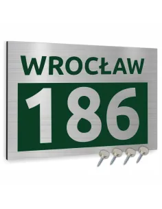 Tabliczka adresowa srebrna z kolorowym nadrukiem Dibond  40x30 cm