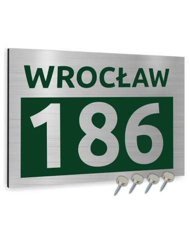 Tabliczka adresowa srebrna z kolorowym nadrukiem Dibond  40x30 cm
