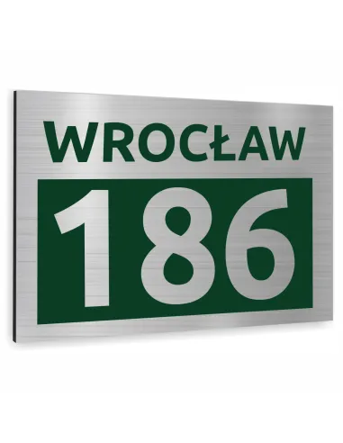 Tabliczka adresowa srebrna z kolorowym nadrukiem Dibond  40x30 cm