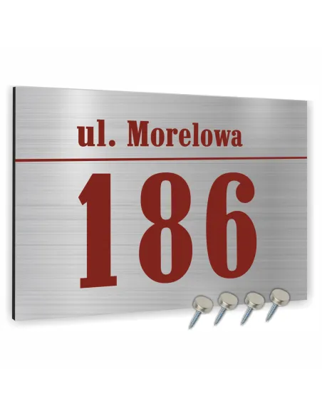 NUMER NA BUDYNEK dom Tabliczka INOX ALUMINIUM kolorowy nadruk 40x30 cm dibond