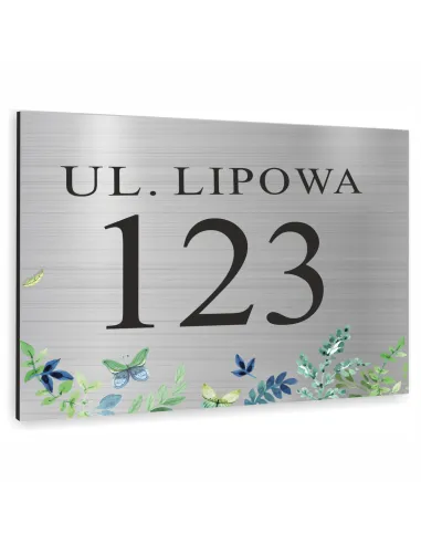 Tabliczka ADRESOWA Aluminiowa SREBRNA delikatna Numer domu dibond 40x30cm