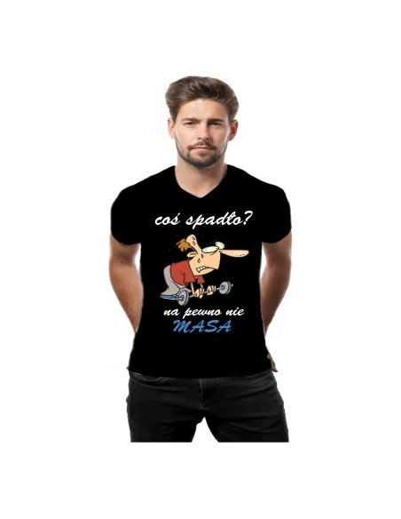 Koszulka z nadrukiem coś spadło na pewno nie masa