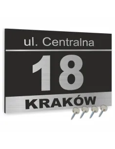 Numer domu Oznakowanie domu tablica adresowa z czarnymi elementami 40x30 cm dibond